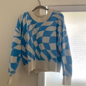 Warped Checkered Design Sweater
